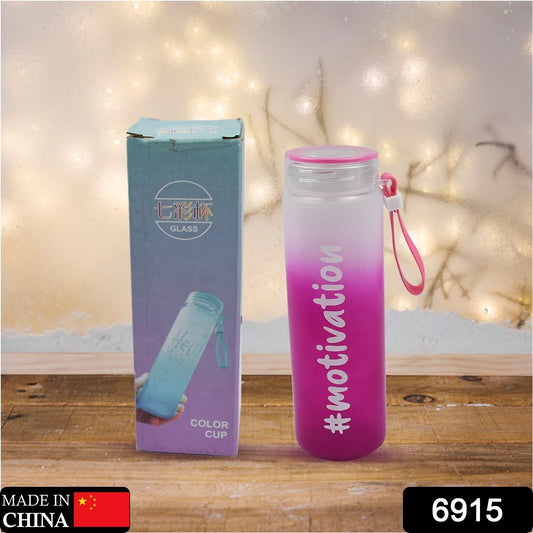 Motivational Glass Water Bottle Colorful potable Water Glass Bottle With Rubber Band, Daily Intake Hourly Water Bottle to Ensure You Drink Enough Water Throughout The Day Reusable Cycling Gym, Workout Fitness Bottle (350 ML)
