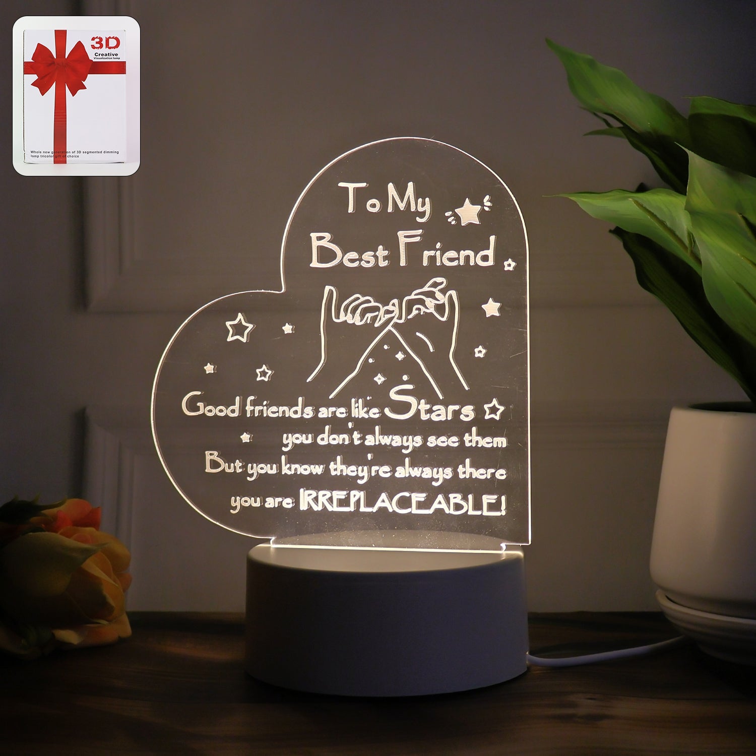 Heart Shape 3D LED Acrylic Night Lamp