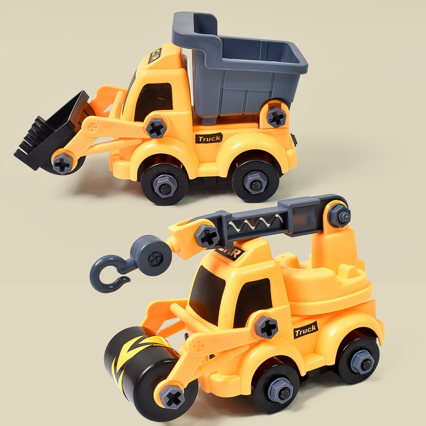 Engineering Vehicles Nut Assembly Toy – DIY Vehicle Model Set for Kids, Simulation Car Construction Toy (2 Pc Set)