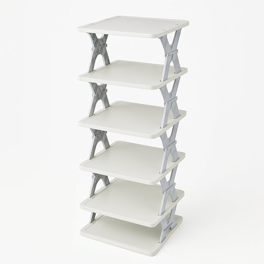 Smart 6-Layer Shoe Rack – Foldable, Collapsible & Heavy-Duty Plastic Stand for Home Entryway Storage Organizer (Mix Color)