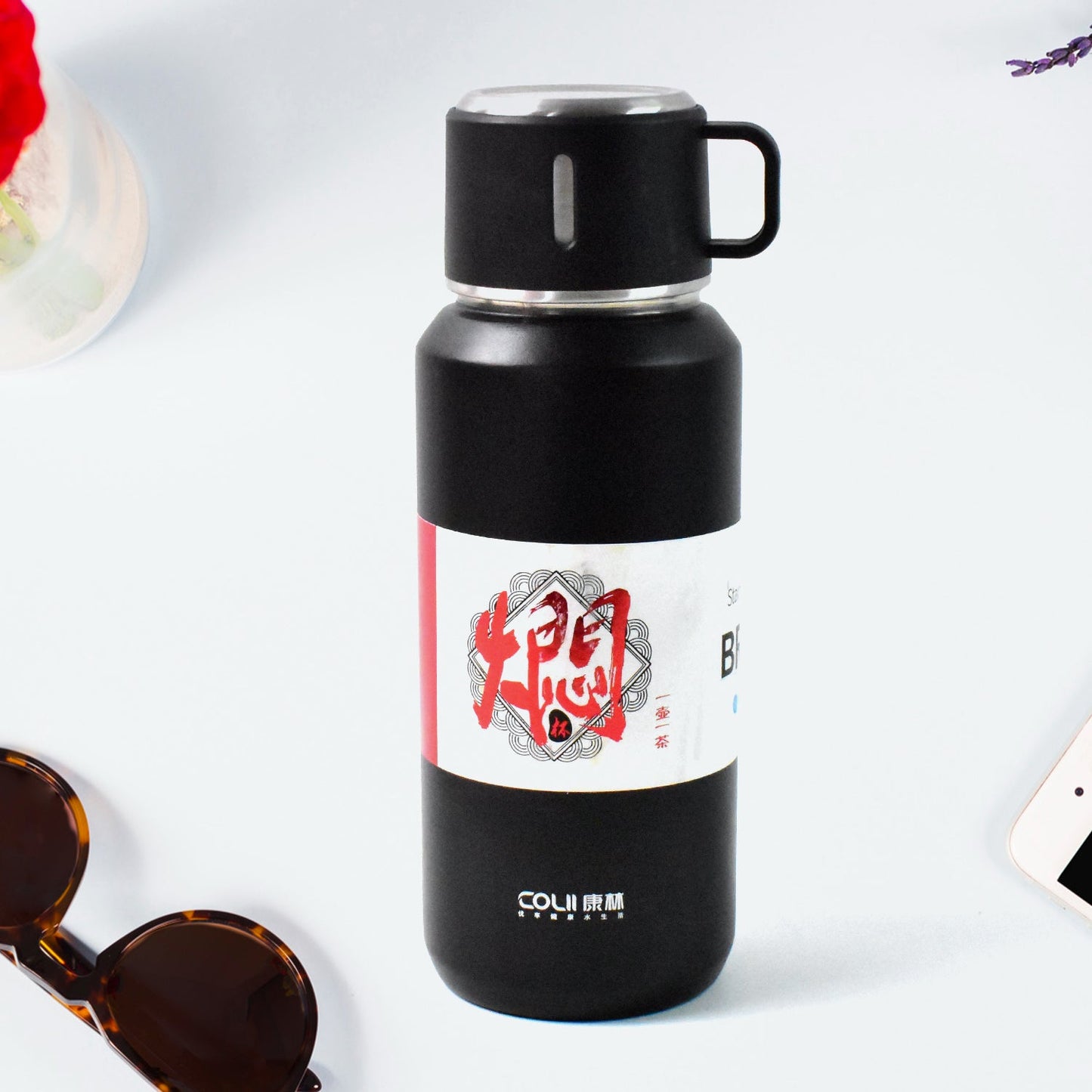 Stainless Steel Vacuum Insulated Water Bottle – 900ML Approx, Leak-Proof, Wide Mouth with Hanging Strap (Mix Color)