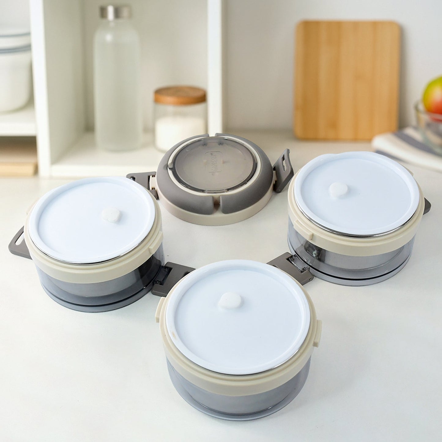 Ganesh Steko-3 Triple Layer Stainless Steel Insulated Lunch Box Set