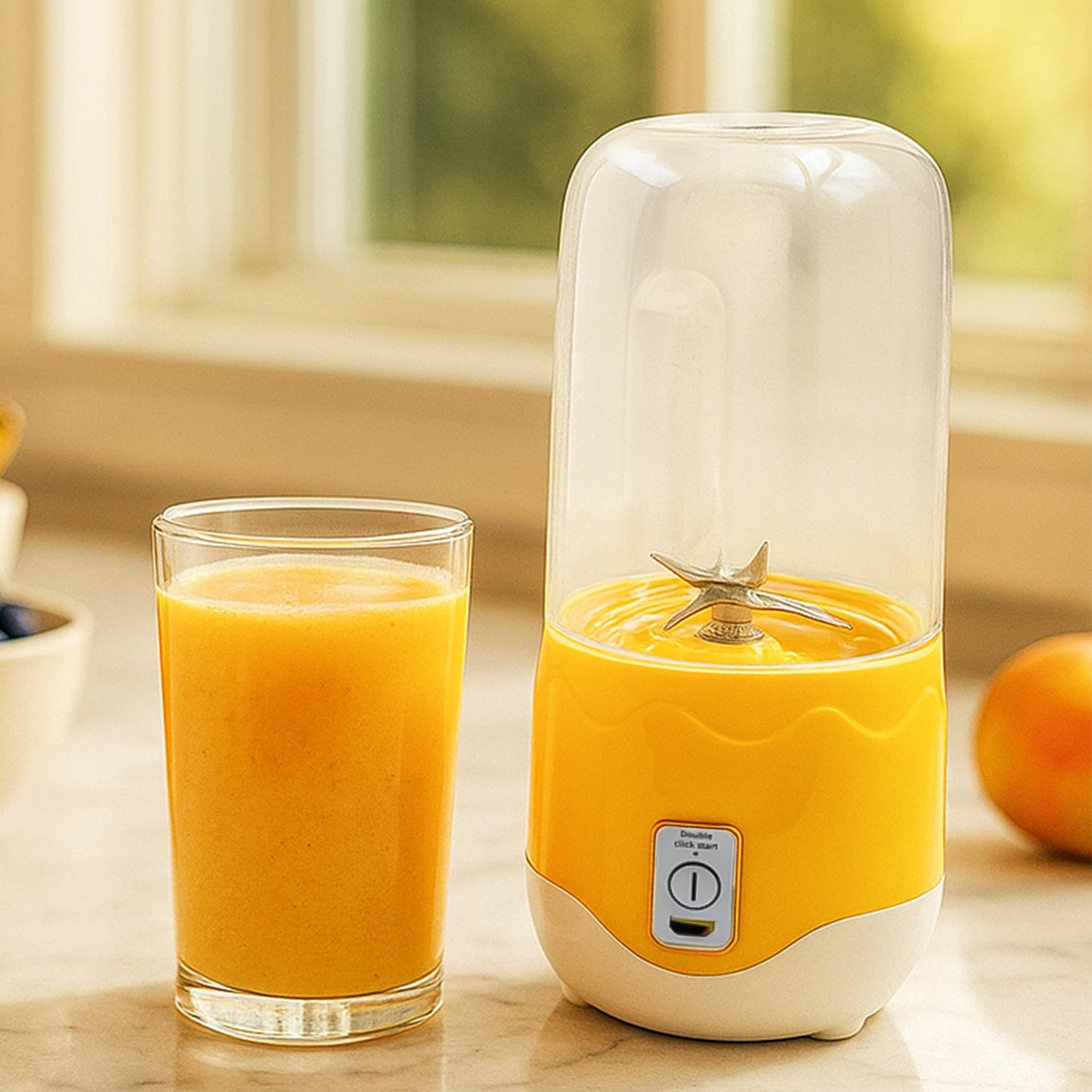Portable Electric USB Juice Maker 6 blade Blender Grinder Mixer Personal Size, USB Rechargeable Mini Juicer for Smoothies and Shakes with Juicer Cup - 400ml
