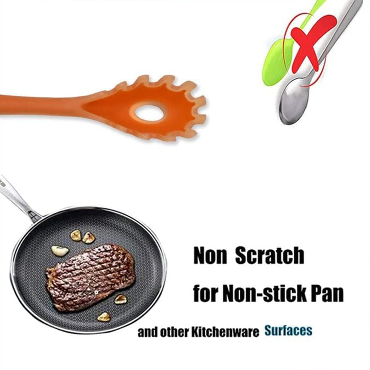 Silicone Kitchen Utensil Set - 6-Piece Heat-Resistant Non-Stick Cooking Spoons