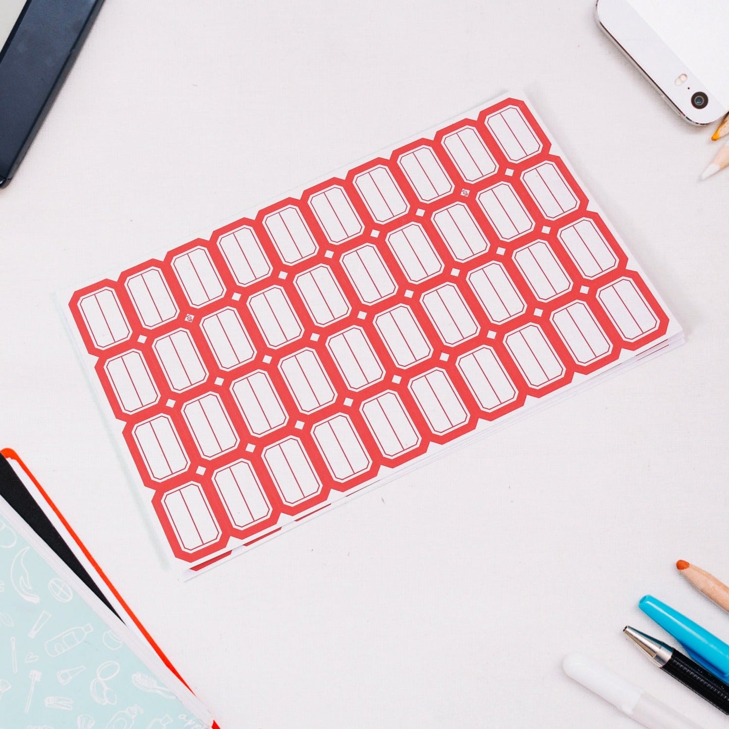 Multipurpose Blank Label Sticker Sheets Red Border Self-Adhesive Writable Stickers for Bottles (50 Sheet)