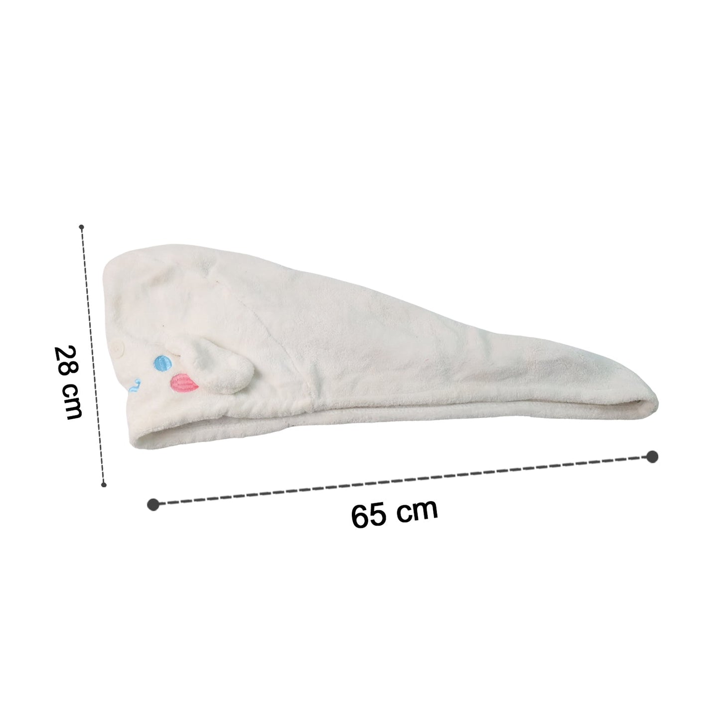 Soft Microfiber Cartoon Design Hair Drying Towel Wrap with Button Closure (1 Pc)